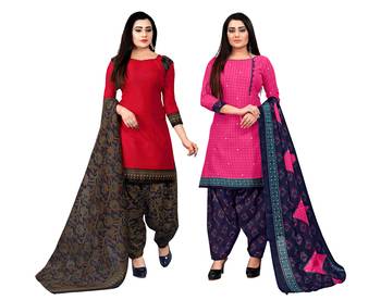 Rajnandini multicolor cotton blend printed unstitched salwar suit material (combo of 2) 1
