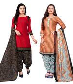Rajnandini multicolor cotton blend printed unstitched salwar suit material (combo of 2)