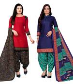 multicolor cotton blend printed unstitched salwar suit material (combo of 2)