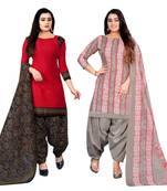 multicolor cotton blend printed unstitched salwar suit material (combo of 2)