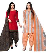 multicolor cotton blend printed unstitched salwar suit material (combo of 2)