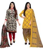 multicolor cotton blend printed unstitched salwar suit material (combo of 2)
