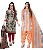 multicolor cotton blend printed unstitched salwar suit material (combo of 2)