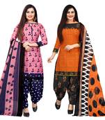 multicolor cotton blend printed unstitched salwar suit material (combo of 2)
