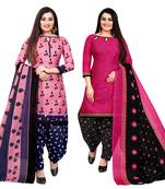pink and magenta cotton printed unstitched salwar suit material (combo of 2)
