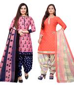 multicolor cotton blend printed unstitched salwar suit material (combo of 2)