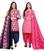 multicolor cotton blend printed unstitched salwar suit material (combo of 2)