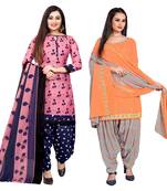 multicolor cotton blend printed unstitched salwar suit material (combo of 2)