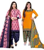 multicolor cotton blend printed unstitched salwar suit material (combo of 2)