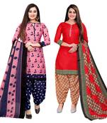 multicolor cotton blend printed unstitched salwar suit material (combo of 2)