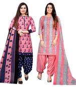 Rajnandini multicolor cotton blend printed unstitched salwar suit material (combo of 2)