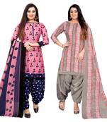 multicolor cotton blend printed unstitched salwar suit material (combo of 2)