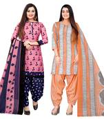 multicolor cotton blend printed unstitched salwar suit material (combo of 2)