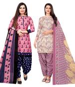 multicolor cotton blend printed unstitched salwar suit material (combo of 2)
