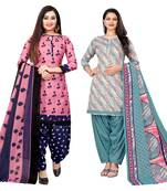 multicolor cotton blend printed unstitched salwar suit material (combo of 2)