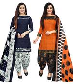 women multicolor cotton printed ready to wear patiala salwar suit combo pack of 2