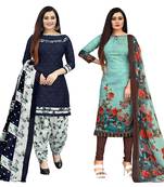 multicolor cotton blend printed unstitched salwar suit material (combo of 2)