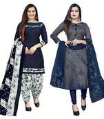 multicolor cotton blend printed unstitched salwar suit material (combo of 2)