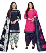 multicolor cotton blend printed unstitched salwar suit material (combo of 2)