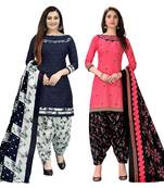 multicolor cotton blend printed unstitched salwar suit material (combo of 2)