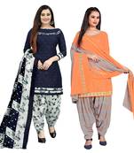 multicolor cotton blend printed unstitched salwar suit material (combo of 2)