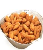 Diwali dryfruits  hampers- silver aluminium almonds bowl