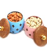 Diwali dryfruits  hampers- set of 2 almonds and cashews metal jars