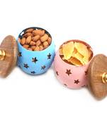 Diwali dryfruits  hampers- set of 2 almonds and dried mango metal jars