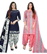 Rajnandini multicolor cotton blend printed unstitched salwar suit material (combo of 2)