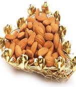 Diwali dryfruits  hampers- mesh heart almonds tray