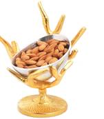 Diwali dryfruits  hampers- silver designer tree almonds bowl