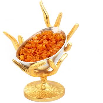 Diwali dryfruits  hampers- silver designer tree masala mango bowl 1