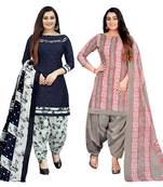multicolor cotton blend printed unstitched salwar suit material (combo of 2)