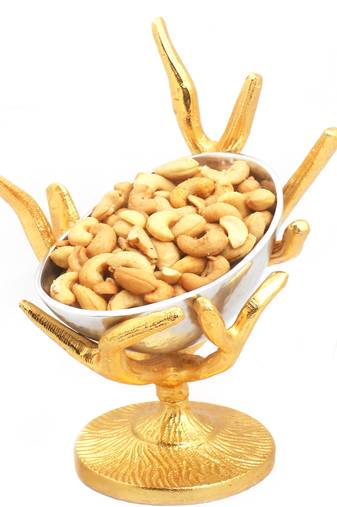 Diwali dryfruits  hampers- silver designer tree roasted cashew bowl