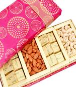 Diwali dryfruits-satin 4 part dryfruit and chocolate box hamper