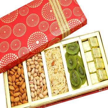 Diwali hampers -satin 5 part hamper box 1