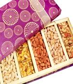 Diwali dryfruits-satin 5 part dryfruit and dryfruit chikki box hamper