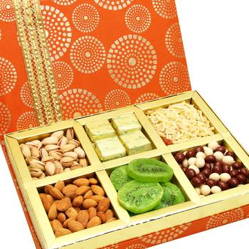 Diwali hampers -satin 6 part hamper box 1