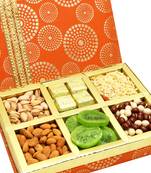 Diwali hampers -satin 6 part hamper box