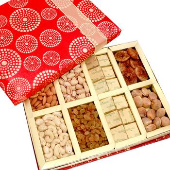 Diwali dryfruits-satin 8 part dryfruit and chocolate box hamper 1