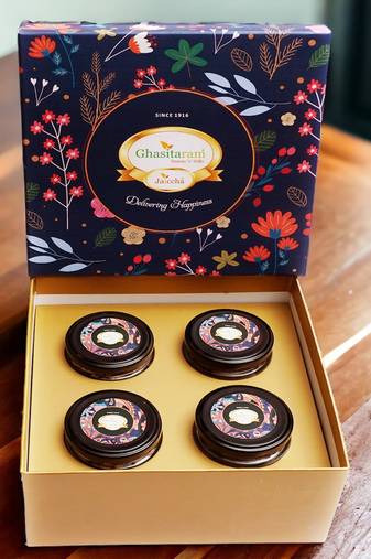 Ghasitaram hamper box with assorted namkeen jars