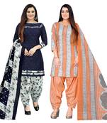 multicolor cotton blend printed unstitched salwar suit material (combo of 2)