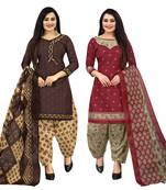 multicolor cotton printed unstitched salwar suit material (combo of 2)