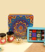 Diwali hamper box of best bites, 2 jars of dryfruits and diya