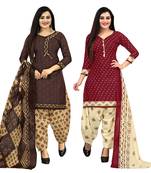 multicolor cotton printed unstitched salwar suit material (combo of 2)