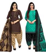 multicolor cotton printed unstitched salwar suit material (combo of 2)