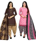 multicolor cotton printed unstitched salwar suit material (combo of 2)