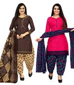 multicolor cotton printed unstitched salwar suit material (combo of 2)