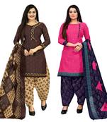multicolor cotton printed unstitched salwar suit material (combo of 2)