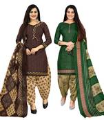 multicolor cotton printed unstitched salwar suit material (combo of 2)